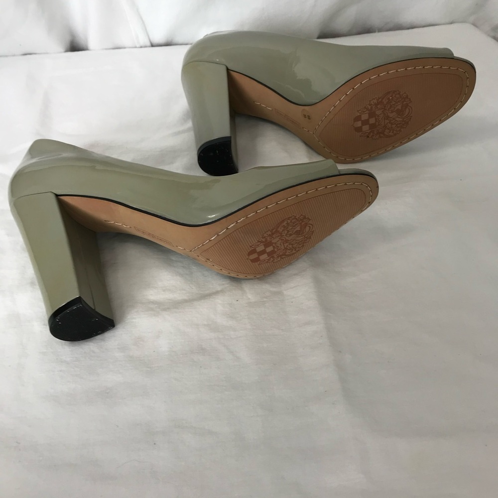 Vince Camuto Olive Patent Leather Peep-Toe Heels - Picture 5 of 8